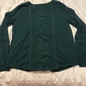 Lands' End green Embroidered Blouse